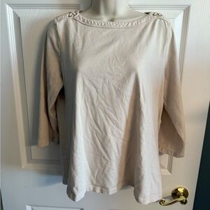 Susan Graver Ecru Top with shoulder detail